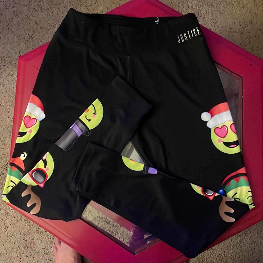 Girls Christmas emoji leggings Justice size 20